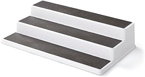 Copco 2555-0188 Non-Skid 3-Tier Spice Pantry Kitchen Cabinet Organizer, 15-Inch, White/Gray (Pack of 6)