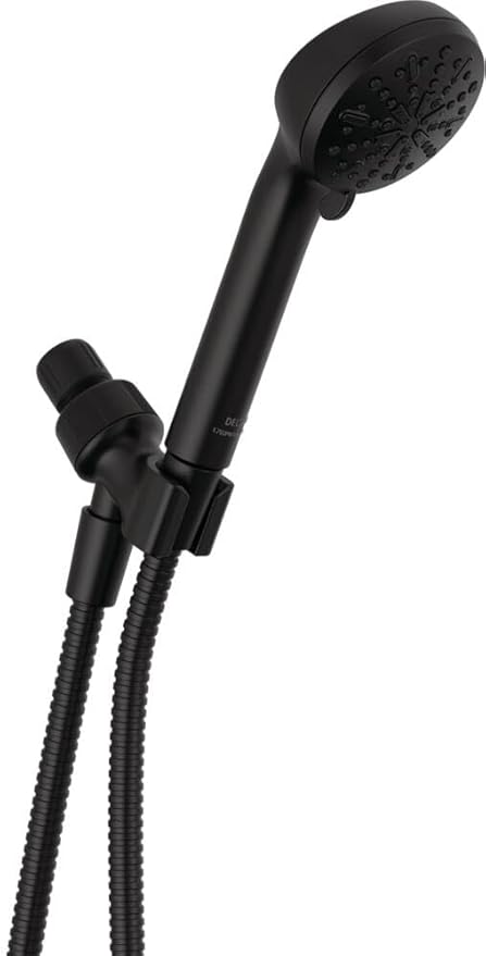 Delta Faucet 4-Spray Handheld Shower Head, Black Shower Head with Hose, Showerheads & Handheld Showers, Handheld Shower Heads, Detachable Shower Head, Hand Shower 2.5 GPM, Matte Black 75413DBL