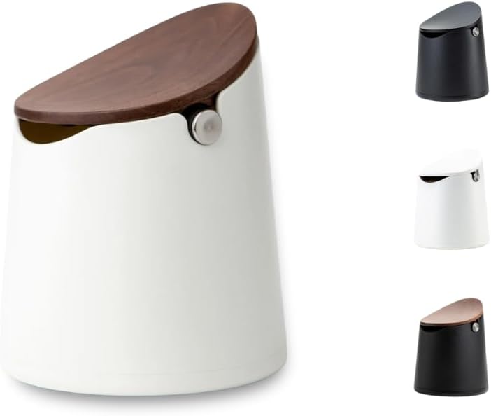CREMA Coffee Products Arc Knock Box | Holds 12–16 Espresso Pucks| Durable,Stain-ResistantBuild withNon-Slip Base|Elegant WalnutPlastic Lid Design| EasyClean-Up &Moisture Control|White Finish