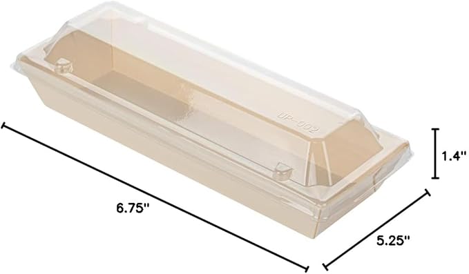 Restaurantware LIDS ONLY: Taipei 8 x 3 x 1.3 Inch Rectangle Transparent Lids 100 Plastic Lids For 9 Ounce Rectangle Wooden Containers - Containers Sold Separately Clear Plastic To Go Box Lids