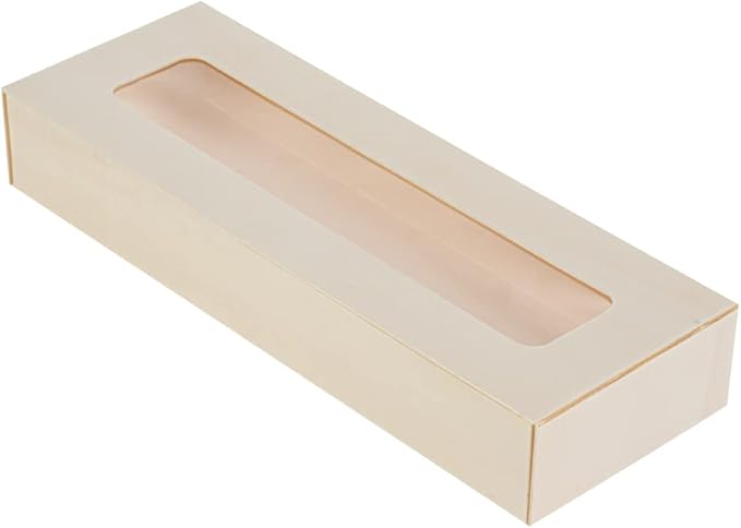 Restaurantware Taipei 9 Ounce Food Containers 100 Rectangle Wooden Bento Boxes - With Window Lids Grease Impermeable Poplar To Go Boxes Disposable Serve Sushi Dumplings And More