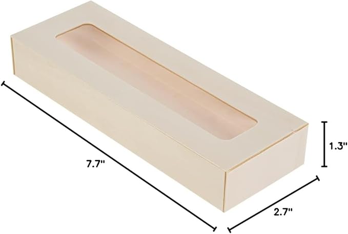 Restaurantware Taipei 9 Ounce Food Containers 100 Rectangle Wooden Bento Boxes - With Window Lids Grease Impermeable Poplar To Go Boxes Disposable Serve Sushi Dumplings And More