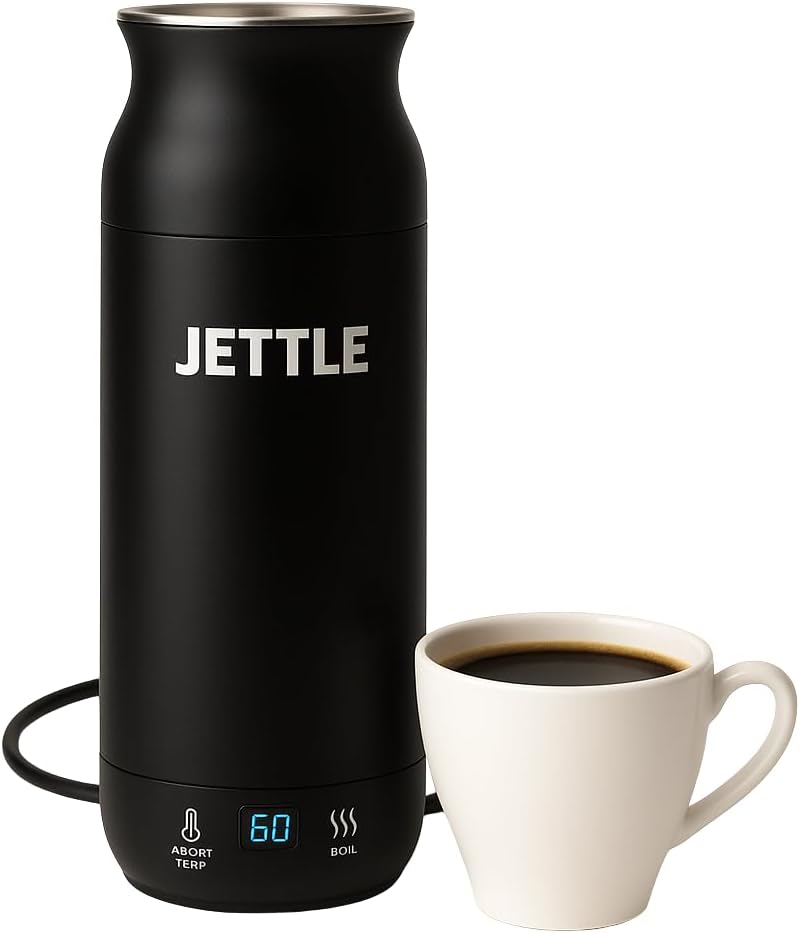 Electric Kettle - Travel Portable Heater for Coffee Tea Milk Soup - Stainless Steel Travel Water Boiler tea pot with Temperature Control - LED - Automatic Power Off - 450ml - Kitchen Appliance