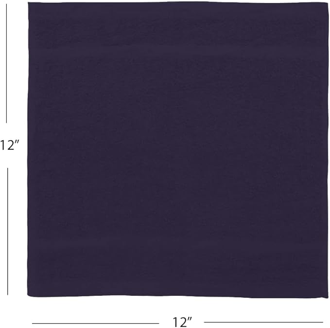 Avalon Towels Cotton Washcloths – (Pack of 24) Size 12x12 Inches, 100% Ring Spun Cotton, Soft & Absorbent Face Towels, Gym Towels, Hotel and Spa Quality, Reusable Fingertip Towels (Plum)