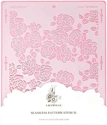 Rose Cake Stencil - Seamless Delicate Pattern for Decorating Tall Double Barrel Cake to Use with Buttercream, Royal Icing, Ganache, Paint, Airbrush (ROSA)