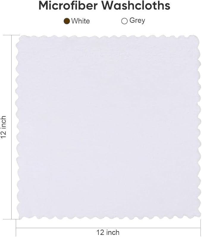 Orighty Washcloths 96 Pack, Ultra Soft Face Cloths 12 x 12 inch, Absorbent & Quick Drying Coral Velvet Washcloth Bulk, Multi-Purpose Face Cloth for Household, Cleansing and Sport (White)