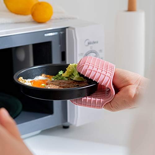 Mini Silicone Oven Mitts Set, Oven Mitts Heat Insulation, Oven Gloves for Kitchen Cooking and Baking, Protecting Fingers Mini Oven Hand Clips are Sold in Pairs (Pink)