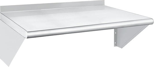HARDURA Stainless Steel Shelf 18" x 24", 297lb Commercial Shelves Wall Mount Metal Shelving with Backsplash and Brackets for Kitchen, Restaurant, Laundry Room and Home