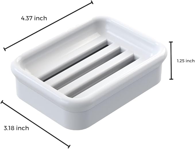 Composite Granite Soap Dish, Double Layer Strainer Soap Holder, Suitable for Kitchens, Bathrooms, and Bar Sinks, Durable Soap Holder for Shower, Best Place for Your Soap Bar (White)