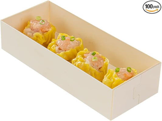 Restaurantware Taipei 18 Ounce Food Containers 100 Rectangle Wooden Bento Boxes - Lids Sold Separately Grease Impermeable Poplar To Go Boxes Disposable Serve Noodles Dumplings And More
