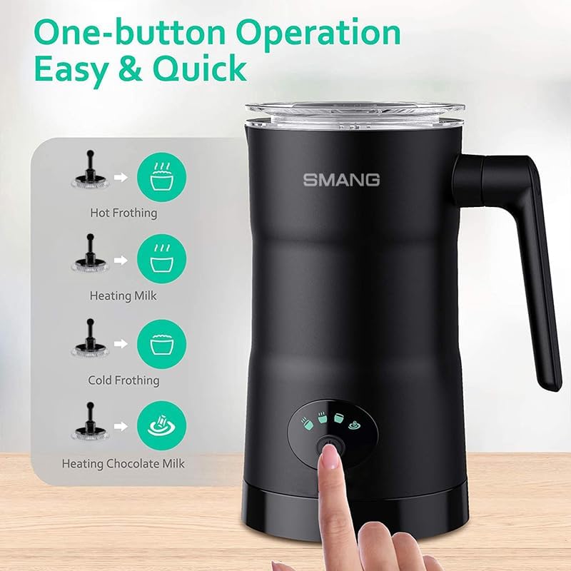 Electric Milk Frother, 4 in 1 Milk Steamer, 11.8oz/350ml Automatic Warm and Cold Foam Maker, Milk Warmer for Latte, Cappuccinos, Macchiato, Hot Chocolate, Coffee, Matte Black