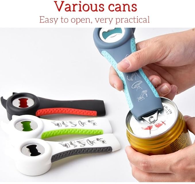 Jar Opener for Weak Hands, Seniors with Arthritis, 5-in-1 Jar & Bottle Opener Easy Grip - Non-Slip Silicone Gripper Pad, Easy Open Can/Lid Opener Set Grey Blue