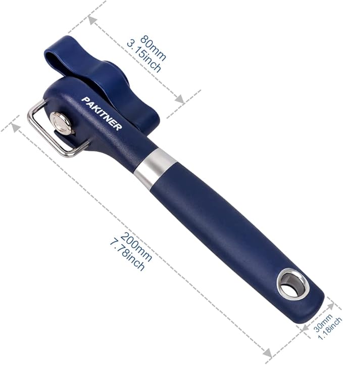 PAKITNER-Cut safe can opener, Manual can opener smooth edge-handheld Side cut can opener, Ergonomic Smooth Edge, Food Grade Stainless Steel Cutting Can Opener for Home, Kitchen & Restaurant,Navy Blue