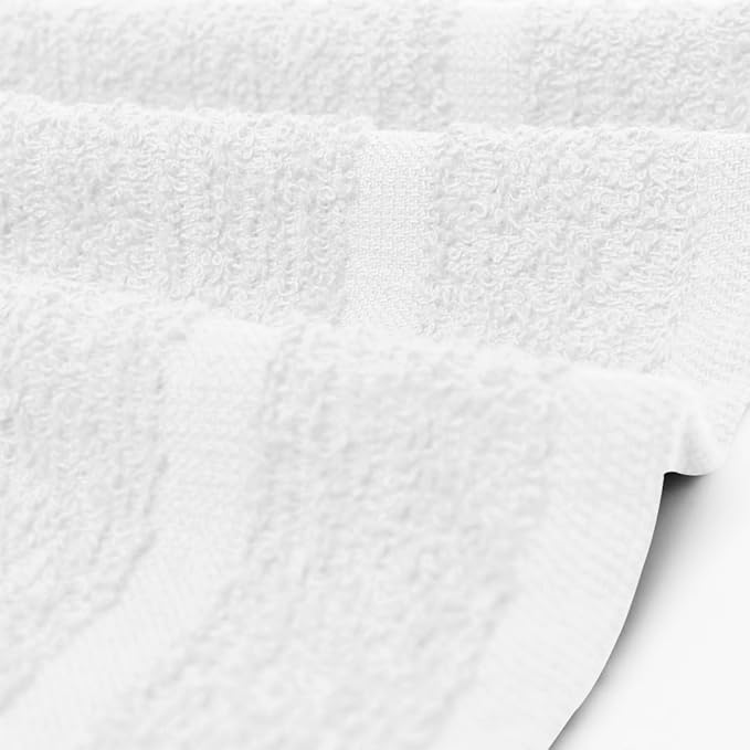 Avalon Towels Cotton Washcloths – (Pack of 24) Size 12x12 Inches, 100% Ring Spun Cotton, Soft & Absorbent Face Towels, Gym Towels, Hotel and Spa Quality, Reusable Fingertip Towels (White)