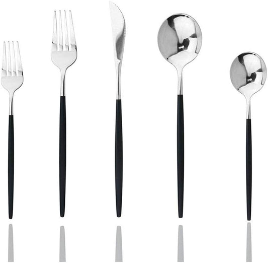 JASHII 30-Piece Stainless Steel Satin Finish Flatware Set, Mirror Polished Tableware Cutlery for Home and Restaurant, Dishwasher Safe