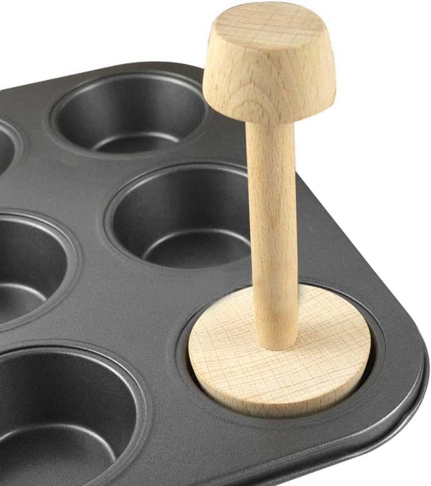Wooden Pastry Tamper, DIY Cake Pastry Pusher, Double Side Wooden Egg Tart Tamper Mold, Pie Pastry Dough Tamper Egg Tart Mold, essert Baking for Kitchen Party Baking Tools