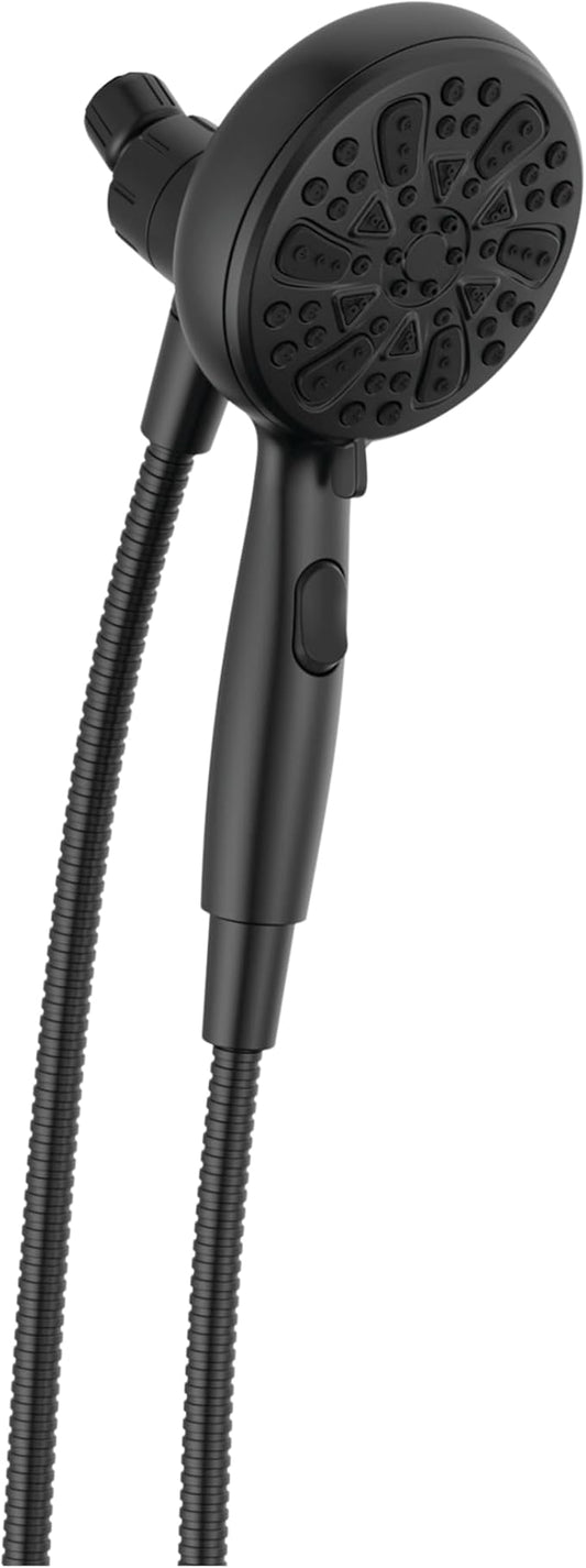 Delta Faucet 6-Spray SureDock Magnetic Shower Head with Handheld Spray, Matte Black Shower Head with Hose, Showerheads & Handheld Showers, MagnaTite Docking, Matte Black 75609BL