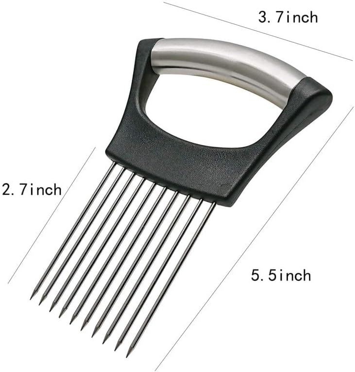 Onion Slice Holder, 2024 New Stainless Steel Holder for Slicing, Chopper Assistant Tool, Cutter for Meat, Onion, Potato, Tomato - Kitchen Gadgets (Pink, 2 Pack)