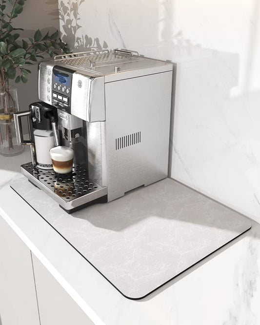 AMOAMI Coffee Mat Hide Stain Rubber Backed Absorbent Dish Drying Mat for Kitchen Counter - Fits Under Coffee Maker or Machine