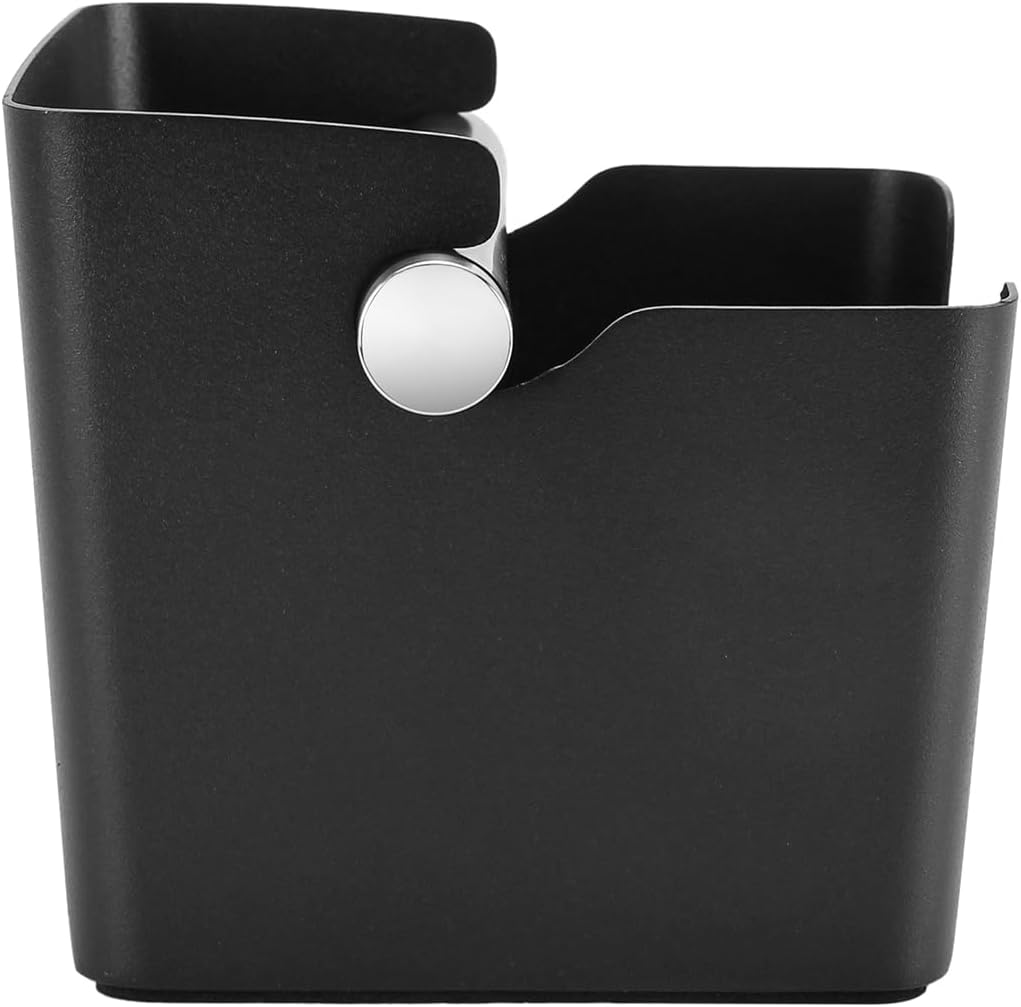 DIBTSA Knock Box Espresso, Stainless Steel Knock Box for Coffee Grounds, with Removable Rubber Bar and Anti-slip Pad, Large, Black