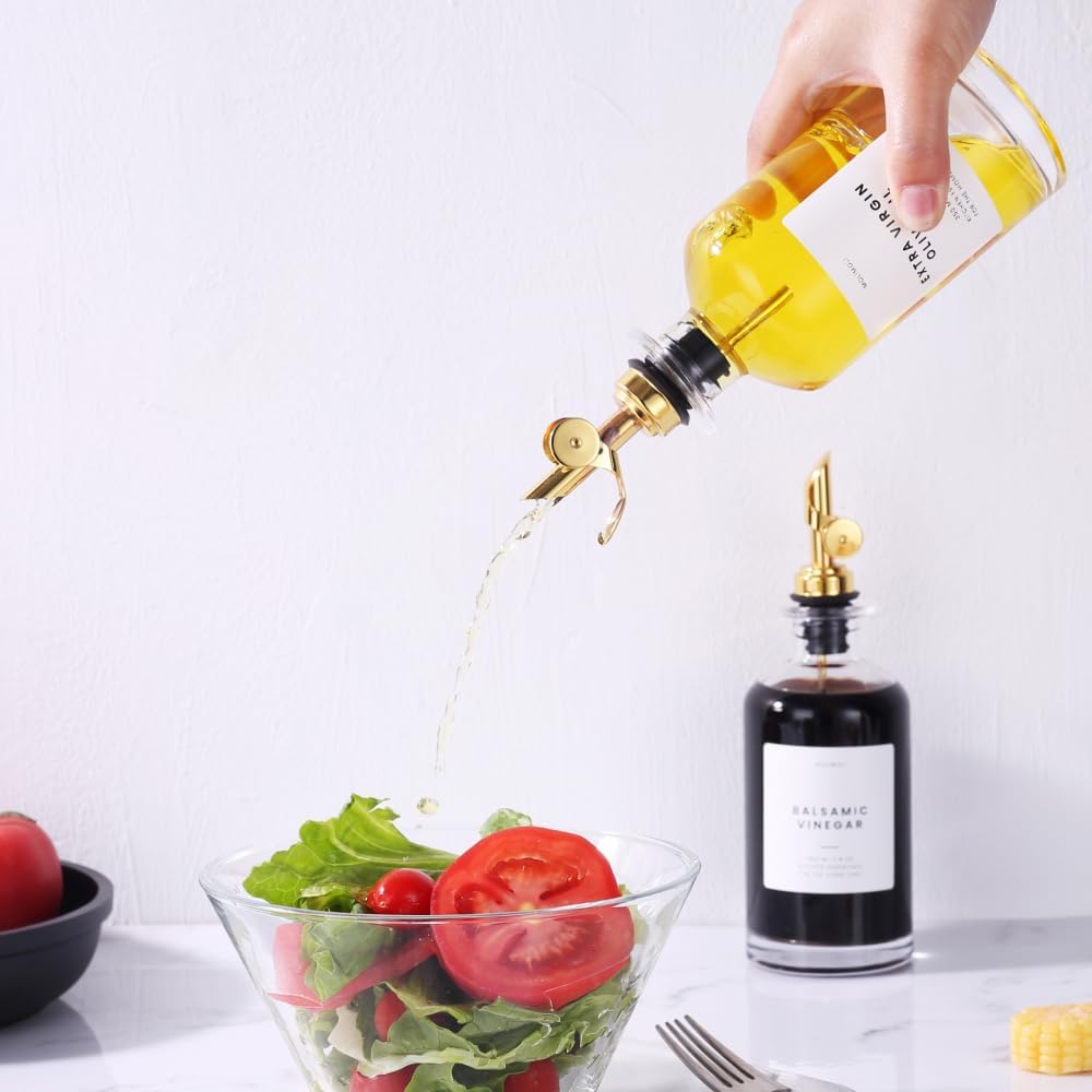 Molimoli - Premium Olive Oil Dispenser Bottles for Kitchen with Pourer - Oil and Vinegar Dispenser Set, Glass Dispenser for Kitchen, Dispenser Bottle of 350ml - Set of 2