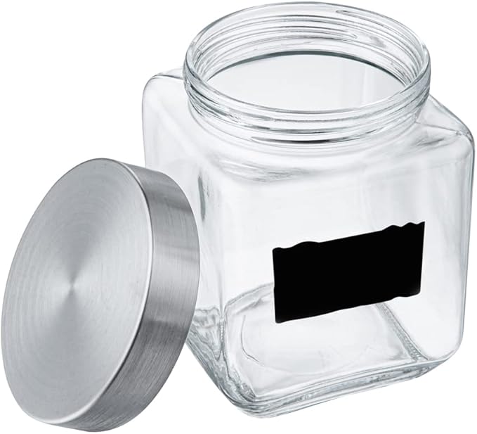 Restaurantware Vetri Glass Storage Jar Set 3-Piece Dishwashable Glass Cookie Jars - Airtight Seal Hot & Cold Friendly Clear Glass Glass Candy Jars For Kitchen Laundry Or Storage