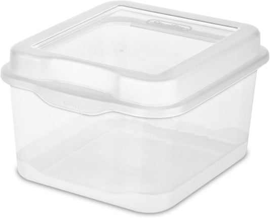 Sterilite 48-Pack Square Small FlipTop, Clear Plastic Storage Box with Hinged Lid - Stackable Multipurpose Organizer for Art and Craft Supplies, Accessories, Photos & CDs, Home or Office Use