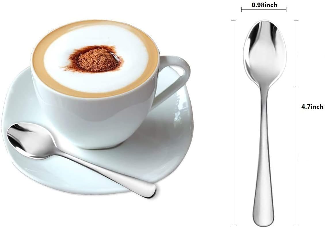 Demitasse Espresso Spoons,10pcs Mini Coffee Spoon 4.7 Inch Stainless Steel Spoons Small Spoons for Dessert, Tea (silver)