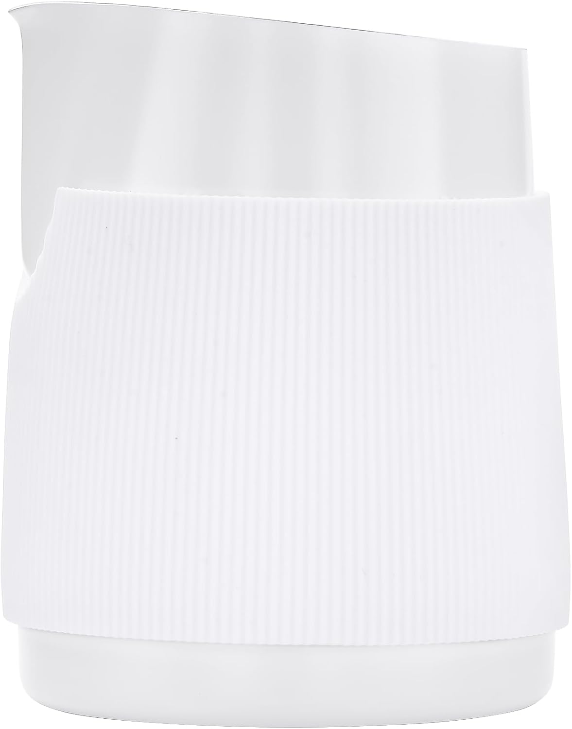 Normcore Handleless Milk Pitcher with Round Spout - Espresso Steaming Pitcher - 18/8 Stainless Steel Milk Frothing Jug - Premium Barista Tools - Non-stick coating White - 15.2 oz (450 ml)