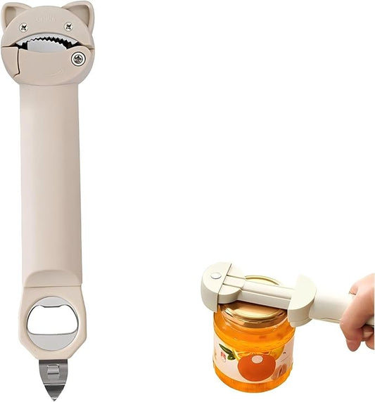 Multi-Function Retractable Magnetic Jar Opener and bottle cap opener for Weak Hands, Arthritic Hands, Seniors,Low Strength and Children with Beer Opener Kitchen Gadgets (White)
