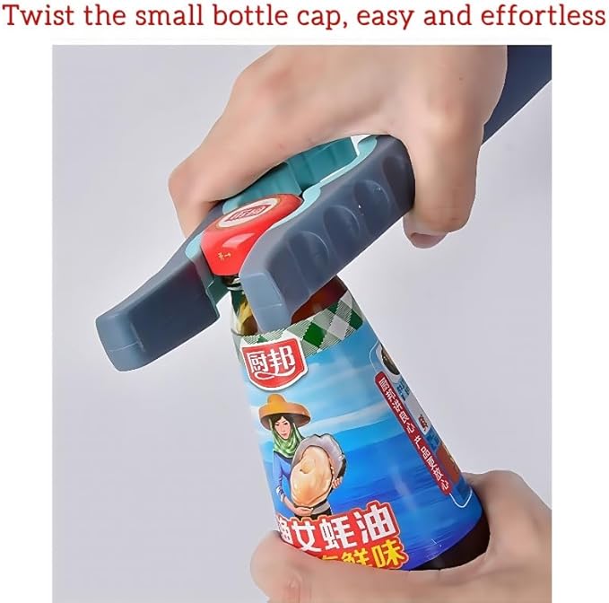 Jar Opener for Weak Hands, Seniors with Arthritis, 5-in-1 Jar & Bottle Opener Easy Grip - Non-Slip Silicone Gripper Pad, Easy Open Can/Lid Opener Set Grey Blue