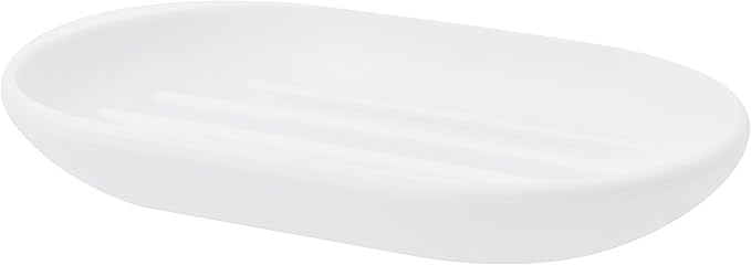 Umbra Touch Dish for Bathroom-Contemporary, Practical Molded Oval Soap Bar Holder for Bath Sink-Nicely Fits Into Amenity Tray-Easy to Clean, Highly Durable, 13 x 9 x 2 cm, White