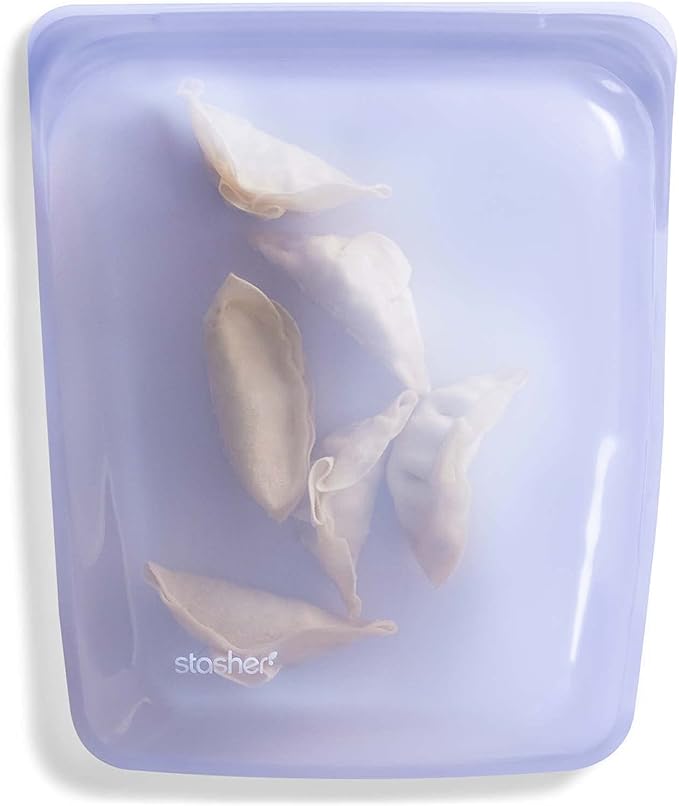 Stasher Premium Silicone Reusable Food Storage Half Gallon Bag, Lavender, Microwave, Sous Vide, Dishwasher, Oven and Freezer Safe, BPA Free, Leak-free, Eco-friendly, 64 Oz