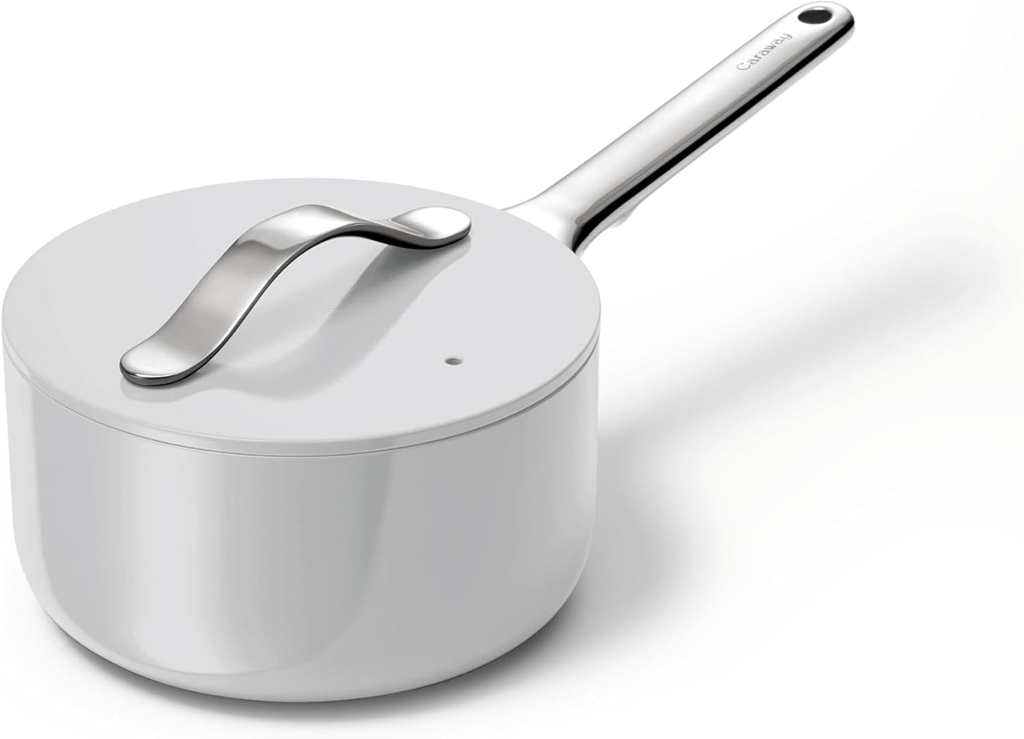 Caraway Nonstick Ceramic Sauce Pan with Lid (1.75 qt) - Non Toxic, PTFE & PFOA Free - Oven Safe & Compatible with All Stovetops (Gas, Electric & Induction) - Gray