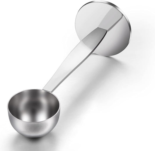 Two-in-One Stainless Steel Coffee Scoop Tamping Dual-Purpose Coffee Spoon Powder Hammer Tamper Multi Function Spoon Holder Coffee Tools for Measuring and Tamping