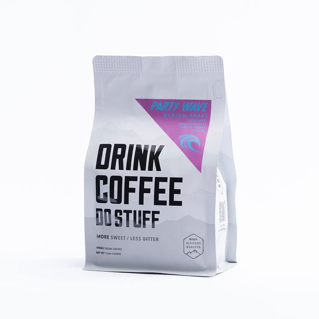 DRINK COFFEE DO STUFF, Blend, 2 Pound Bag, Whole Bean, Medium Roast, Sweet, Chocolate, Caffeine, Organic, Lake Tahoe Coffee (Party Wave)