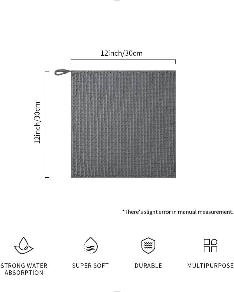 watchget Microfiber Cleaning Cloth,Barista Micro Cloth 4 Pack-Microfiber Barista Towels Espresso Towel Espresso Machine Cloths, Steam Wand Cloth, Kitchen Cleaning Cloth Waffle Weave Dark Grey(12"x12")