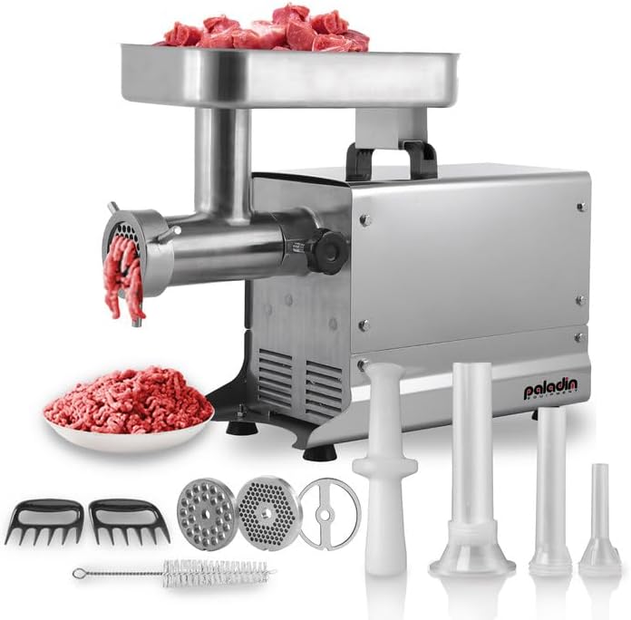 #22 Commercial Electric Meat Grinder Machine, 550lbs/h, 1HP Stainless Steel Meat Grinder Heavy Duty with Sausage Stuffer for deer processing, Pet Food, Heavy Use