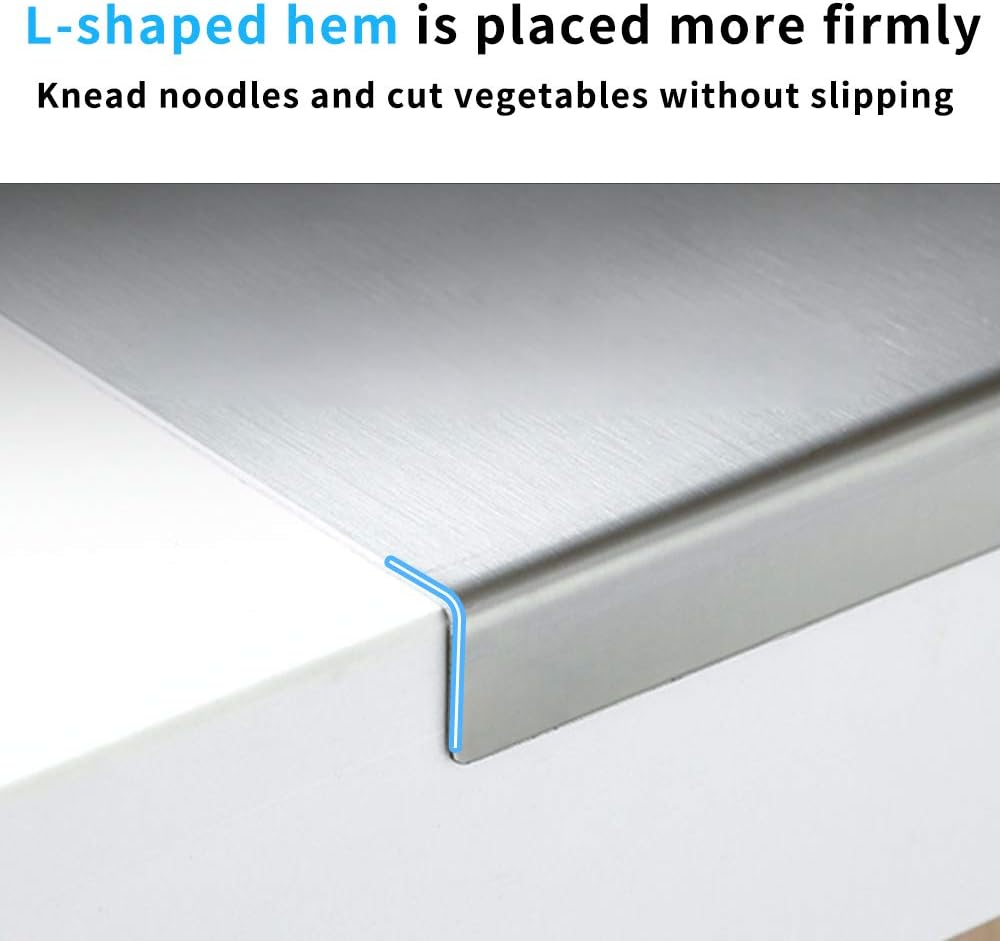 LandHope Large Cutting Board 304 Stainless Steel Cutting Board Metal Baking Mat Non Stick Thick Board Cutting Fruit Vegetable Meat Kneading Rolling Bread Pizza Biscuits Dough Sturdy Kitchen