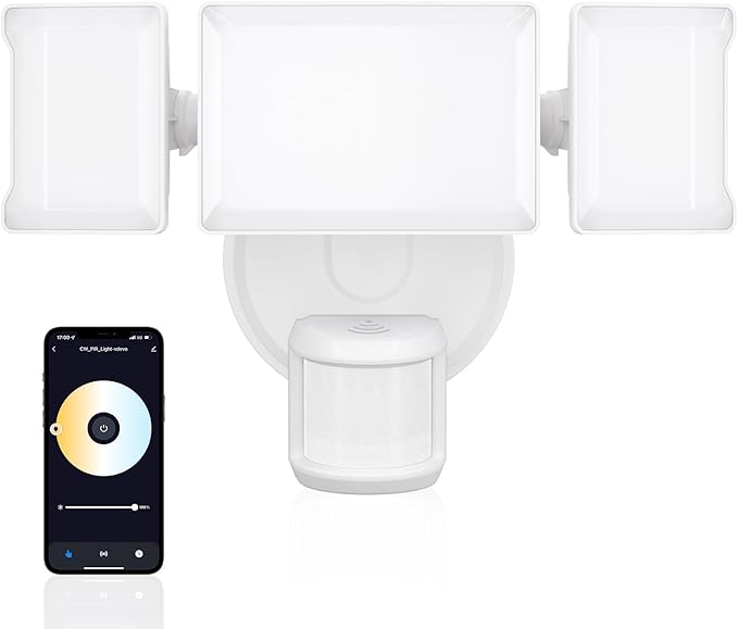 Olafus 65W Smart LED Flood Light Outdoor with Motion Sensor, 6500LM, 2700K-6500K WiFi Security Light Work with Alexa/Google, Motion Detector Lights with APP Control, IP65 Floodlight Outside (White)