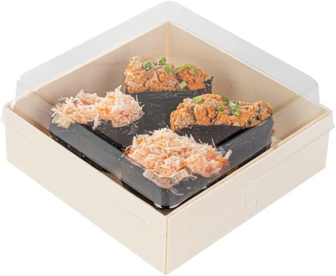 Taipei Clear Plastic Lid - Fits Square Poplar Straight Container - 100 count box