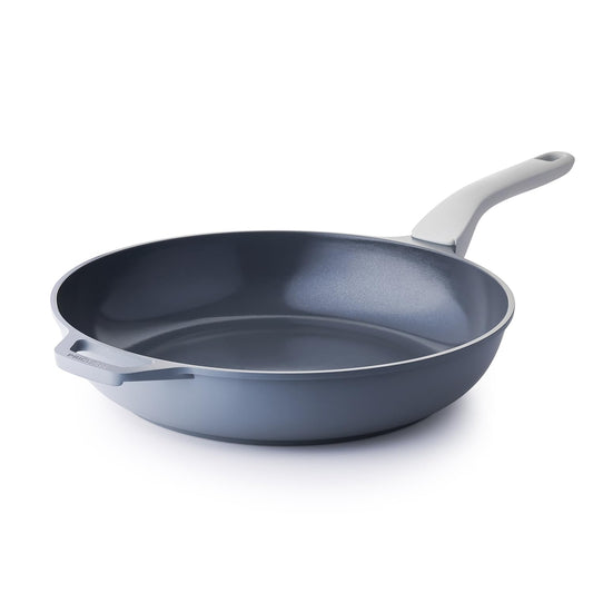 Nonstick Ceramic Frying Pan, 8/10/12 Inch Non Toxic Skillet, Healthy Egg & Omelet & Chef's Pan, PTFE PFOA & PFAS Free, Induction Compatible (12-Inch, Gray)
