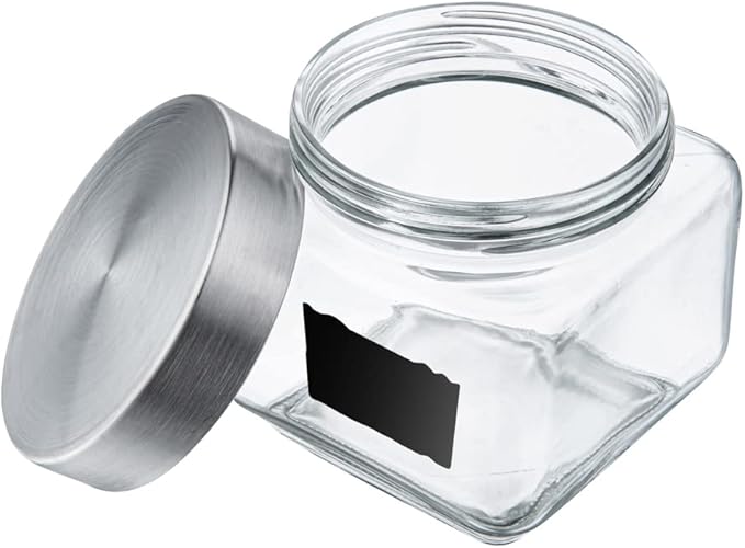 Restaurantware Vetri Glass Storage Jar Set 3-Piece Dishwashable Glass Cookie Jars - Airtight Seal Hot & Cold Friendly Clear Glass Glass Candy Jars For Kitchen Laundry Or Storage