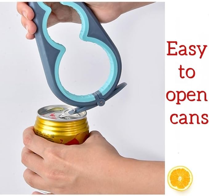 Jar Opener for Weak Hands, Seniors with Arthritis, 5-in-1 Jar & Bottle Opener Easy Grip - Non-Slip Silicone Gripper Pad, Easy Open Can/Lid Opener Set Grey Blue