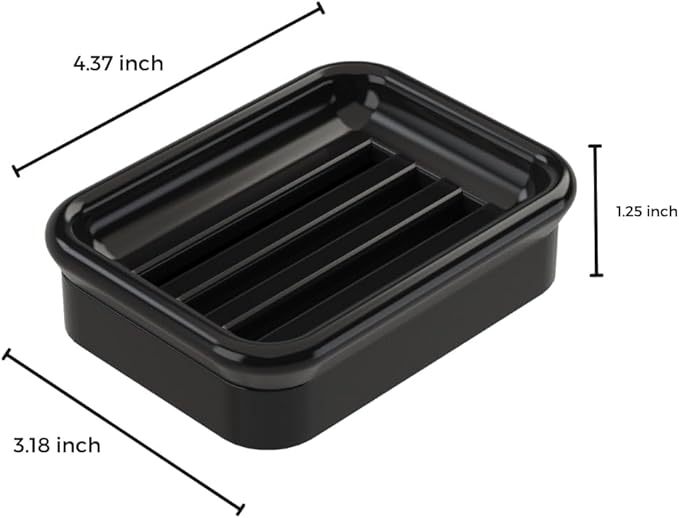 Composite Granite Soap Dish, Double Layer Strainer Soap Holder, Suitable for Kitchens, Bathrooms, and Bar Sinks, Durable Soap Holder for Shower, Best Place for Your Soap Bar (Black)