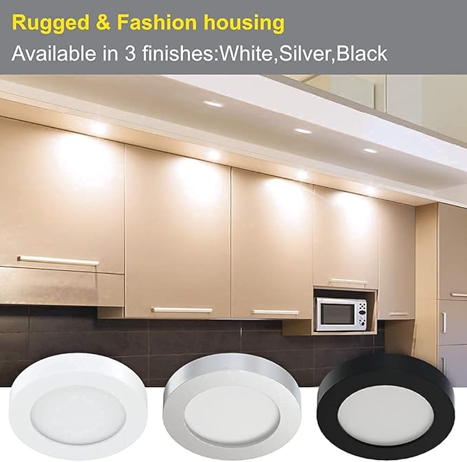VST Under Cabinet Lighting 12V 2W(12W Total, 60W Equivalent), with Wireless Dimmer Switch, Recessed or Surface Mount Puck Light for Kitchen,Wardrobe,Pantry,Decor, 6 Pack White 4000K…