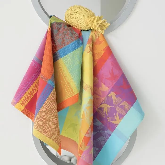 Garnier Thiebaut Mille Colibris Tor Antilles (One Thousand Hummingbirds) French Kitchen Towel 22"x30", Cotton, Jacquard