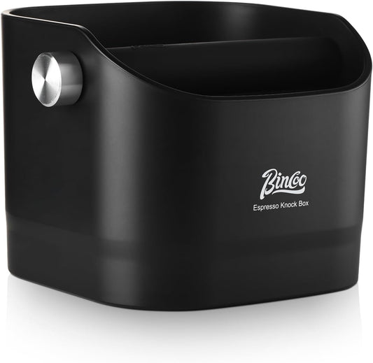 Bincoo Espresso Knock Box -1.2L(15 Cups) Knock Box, Barista Style Coffee Knock Box for Grounds with Removable Shock-Absorbent Knock Bar and Anti-Slip Base, Durable Espresso Accessories.Black