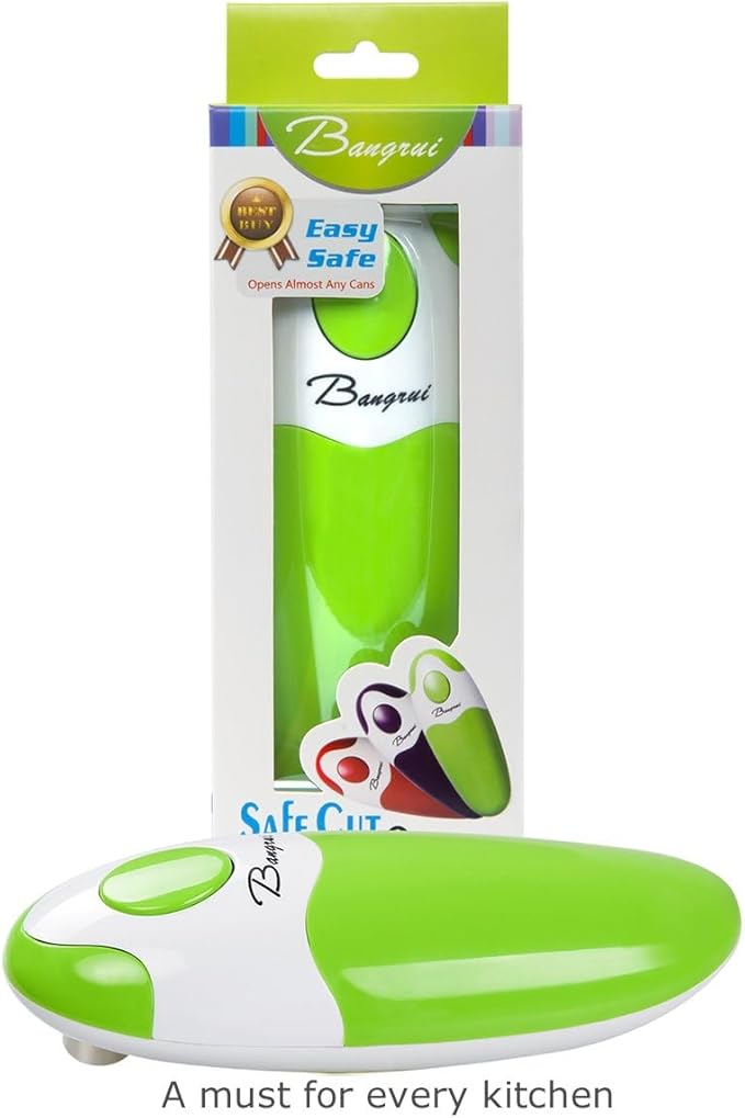 Kitchen Automatic Safety Cordless One Tin Touch Electric Can Opener& Bangrui Professional Electric Can Opener.One-touch switch .Smooth can edge.Being friendly to left-hander and arthritics!(Green)