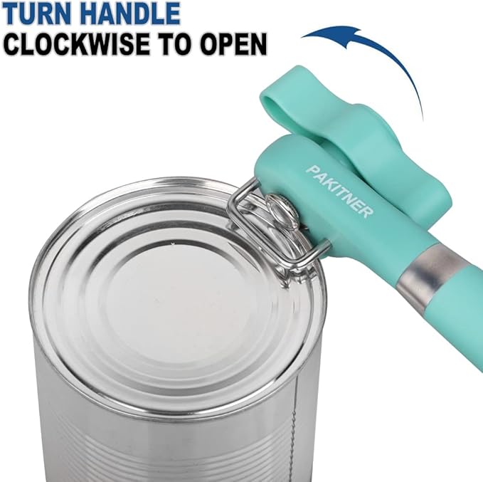 PAKITNER- Cut safe can opener, Manual can opener smooth edge - handheld Side cut can opener, Ergonomic Smooth Edge, Food Grade Stainless Steel Cutting Can Opener for Home, Kitchen & Restaurant, Green